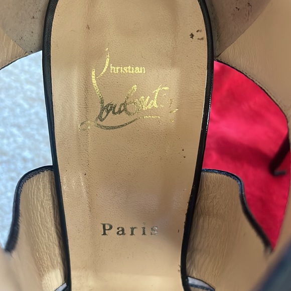 CHRISTIAN LOUBOUTIN Bandra 140 Napa Black Leather Peep Toe Pump Sz 40 - Picture 6 of 16